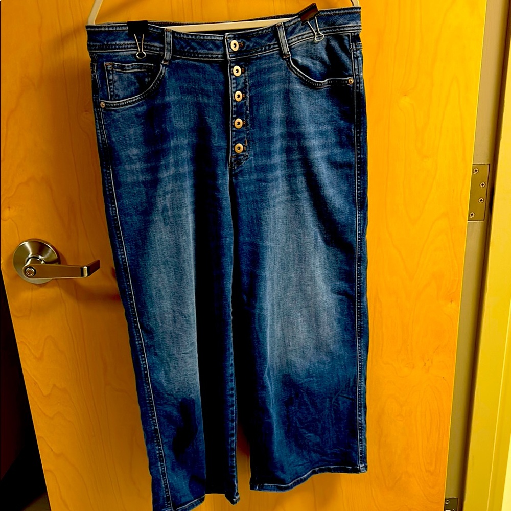 J Jill Button Front High Waist Denim Crop